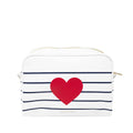 Navy Stripes & Heart Pouch