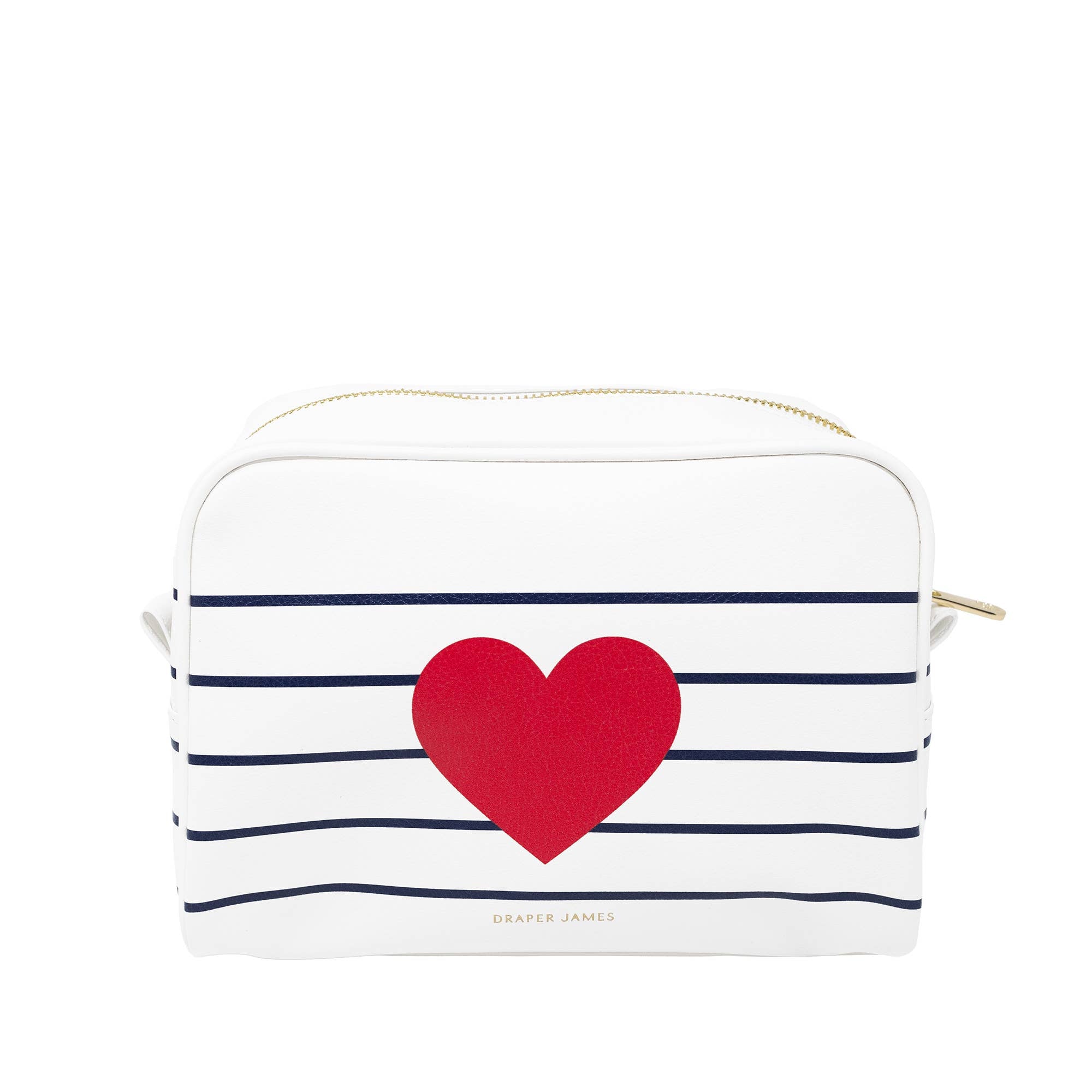 Navy Stripes & Heart Pouch