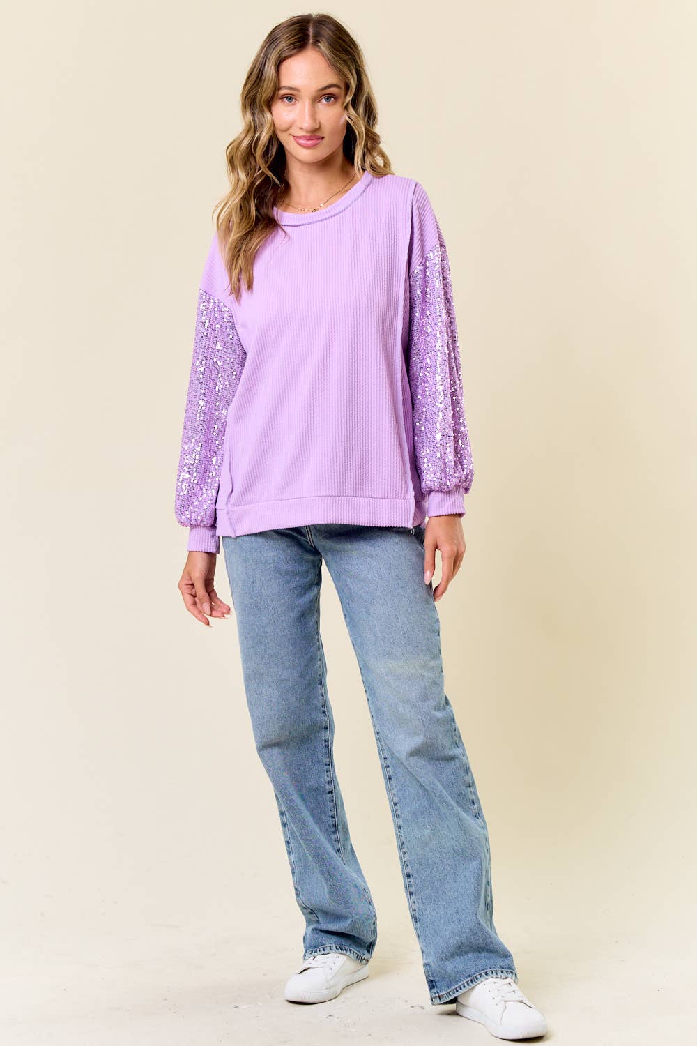 Sara Sequin Top: Lilac