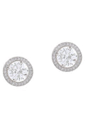 Halo Stud Earrings: Silver-Clear