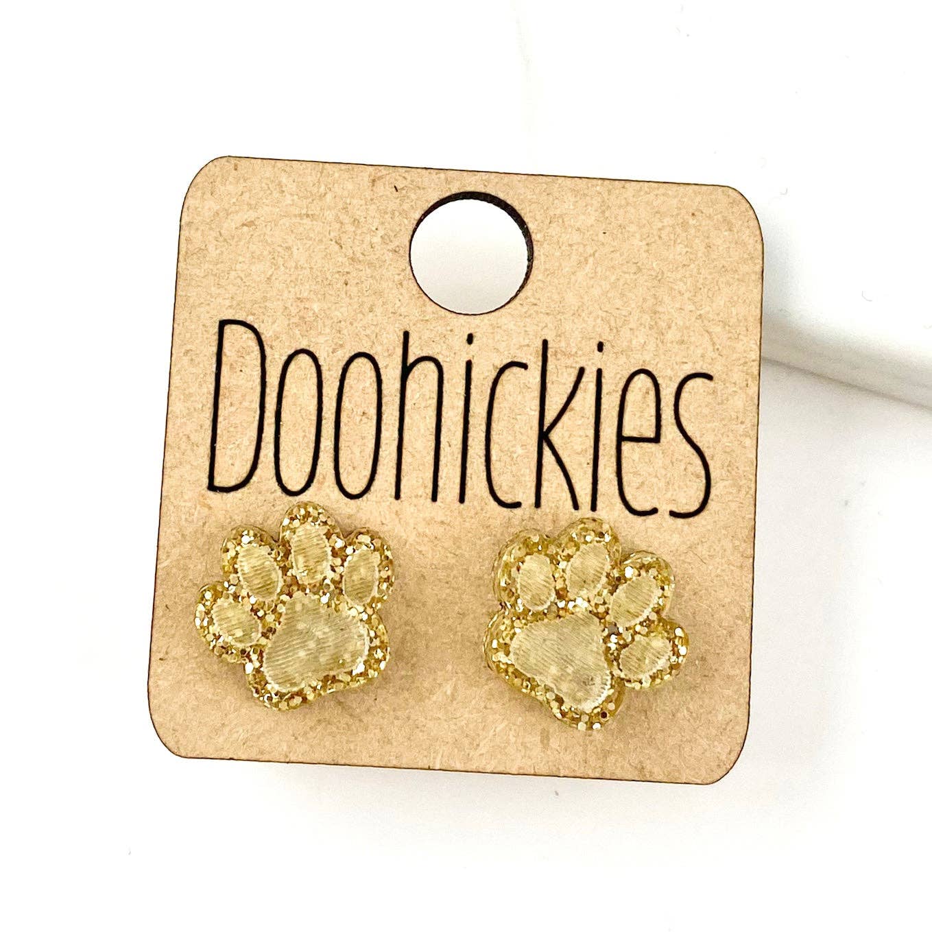 School Spirit Paw Stud Earrings: Gold Glitter