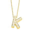 Gold Rhinestone Letter Initial Pendant Necklace: K