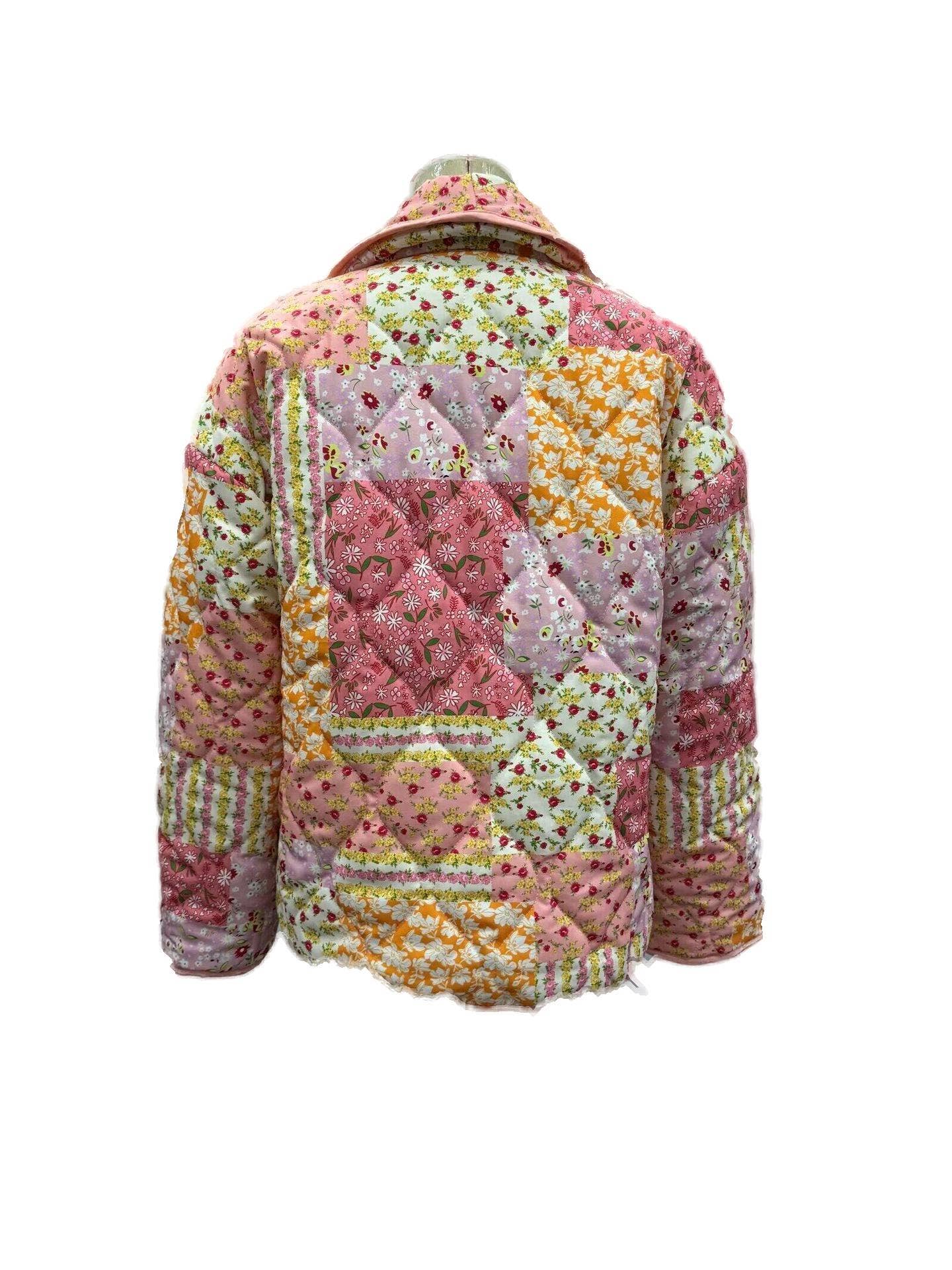 Elysane Cottagecore Floral Quilted jacket: Pink