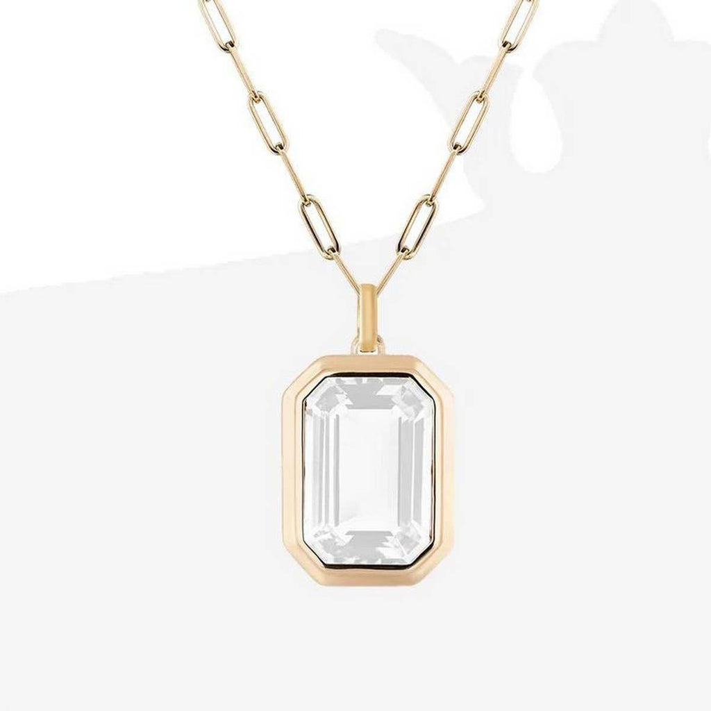 Square Pendant Chain Necklace: White
