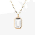 Square Pendant Chain Necklace: White