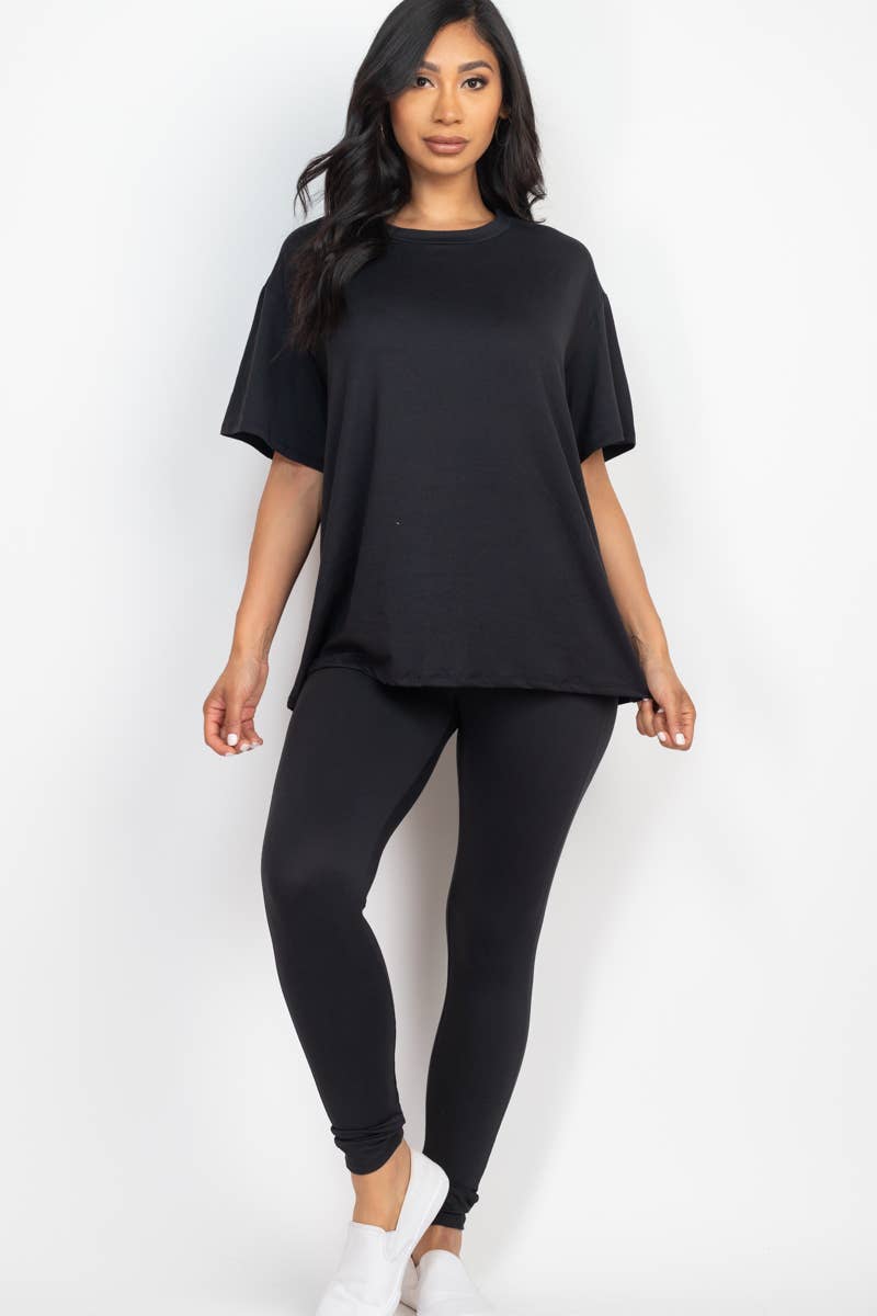 Oversized T-Shirt & Leggings Set: Black