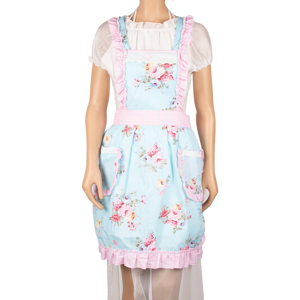 Apron With Pockets: Blue/Pink