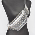 Transparent Rhinestone Studded Fanny Pack: Clear/Silver