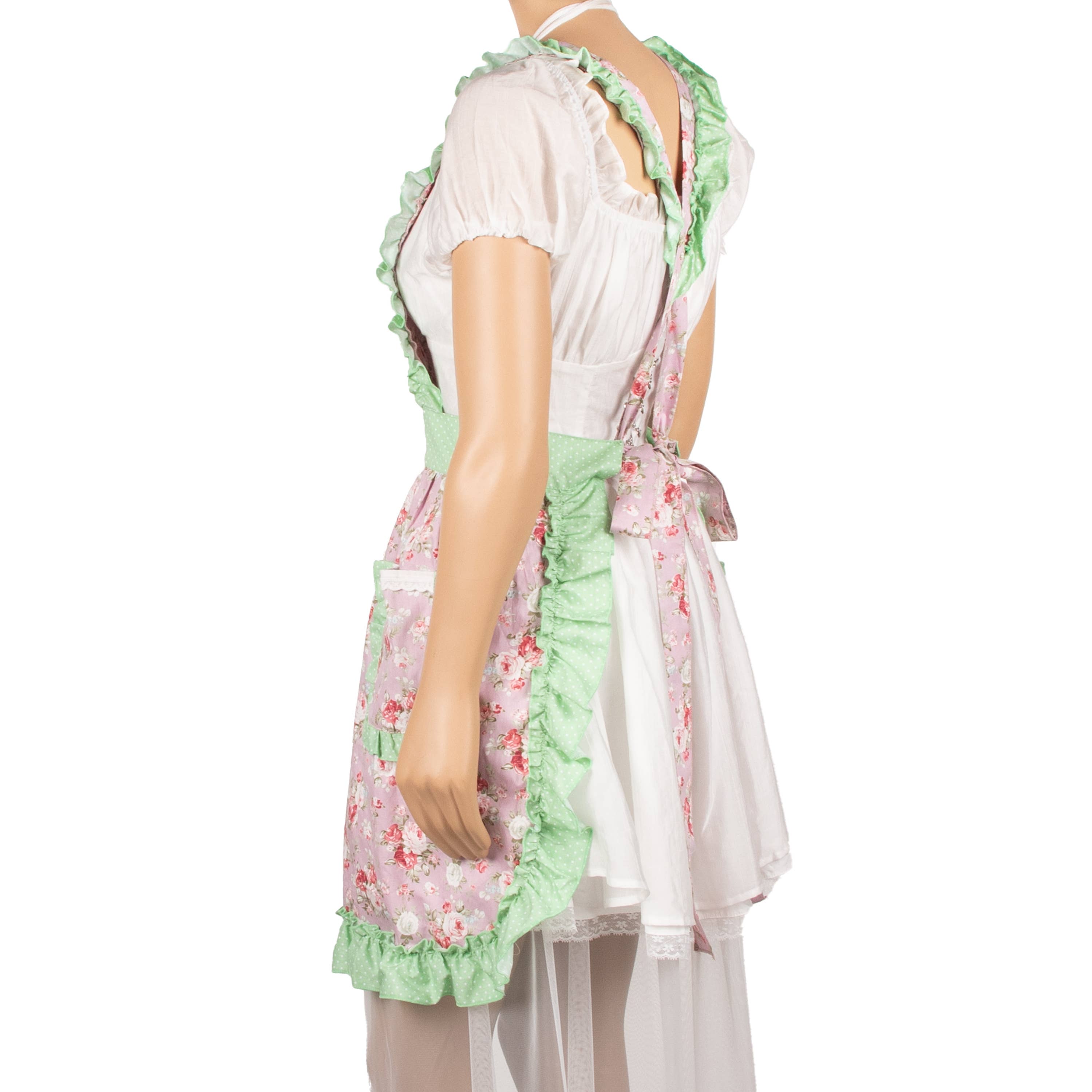 Apron With Pockets: Pink/Green