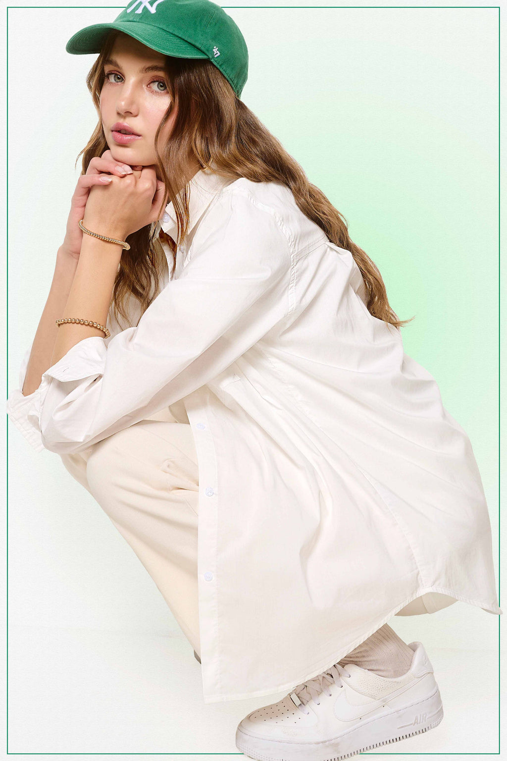 Classic Collared Button Down Poplin Shirt: White