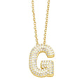 Gold Rhinestone Letter Initial Pendant Necklace: G
