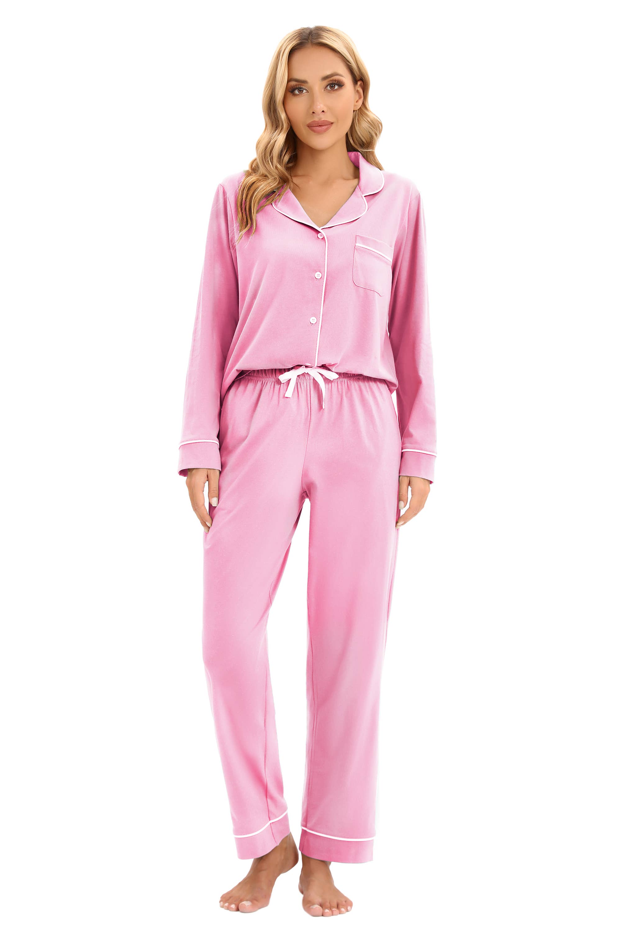 Long Sleeve Pajamas Set: Pink