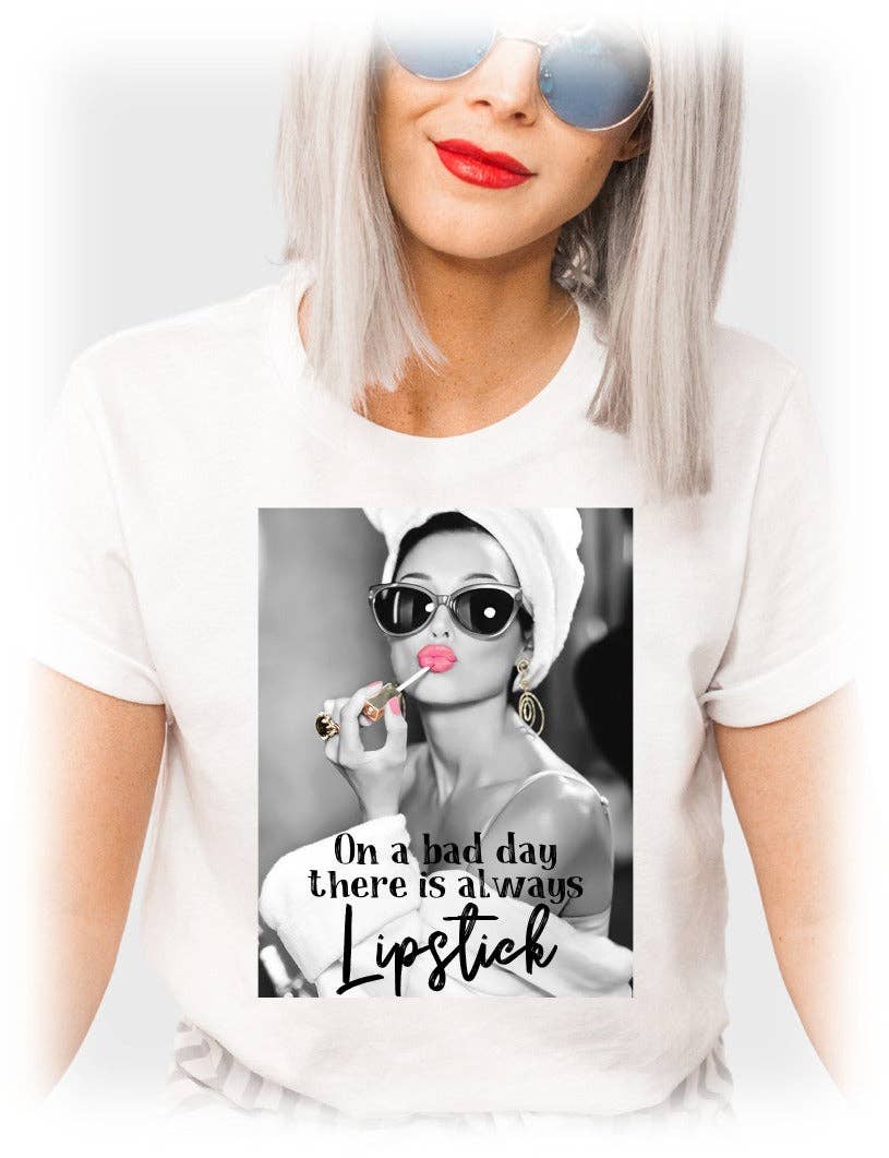 On a Bad Day There is Always Lipstick T-shirt: Heather Cool Grey
