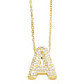 Gold Rhinestone Letter Initial Pendant Necklace: A