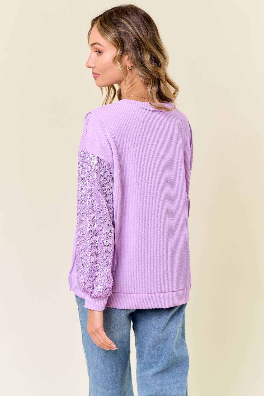 Sara Sequin Top: Lilac